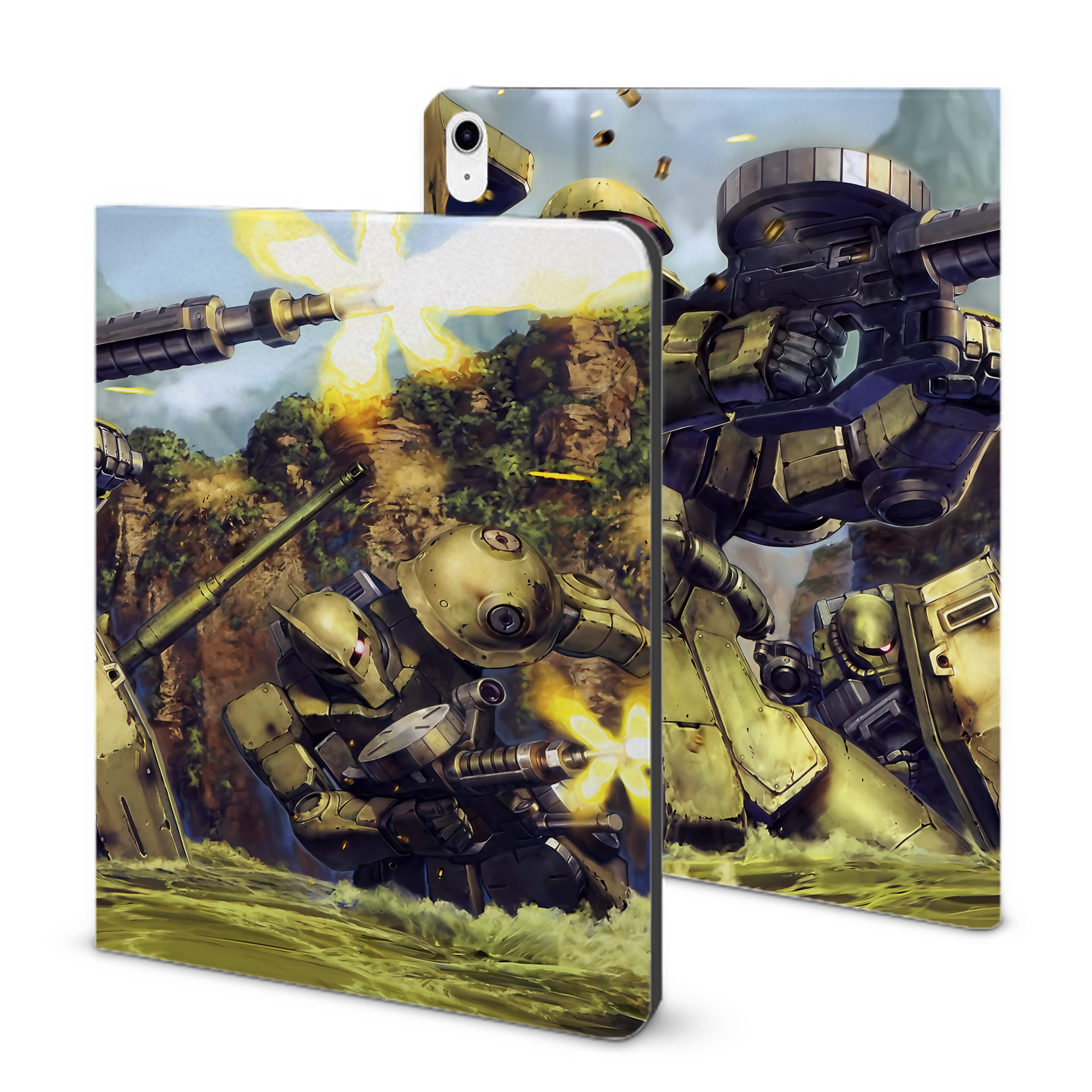 （画像用） 機動戦士ガンダム Mobile Suit Gundam IPad ケース ブック型 PUレザー TPU 耐衝撃 軽量 薄型 ペン収納なし 全面保護 IPad 各モデル対応